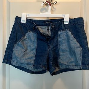 7 for All Mankind Colorblock Denim Shorts 3” Size 31.